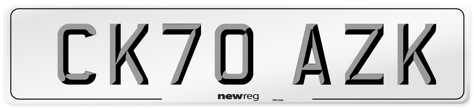 CK70 AZK Number Plate from New Reg